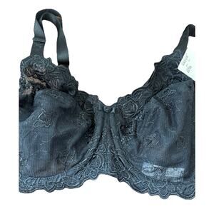 32D WACOAL Black Lace Underwire Bra Renaissance Rose Embroidered 85720 Romantic
